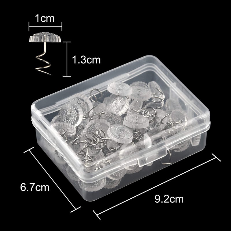 KUUQA Upholstery Twist Pins Clear Heads Bed Skirt Pin for Hold Slipcovers and Bedskirts Decoration, 50 Pcs - Image 2